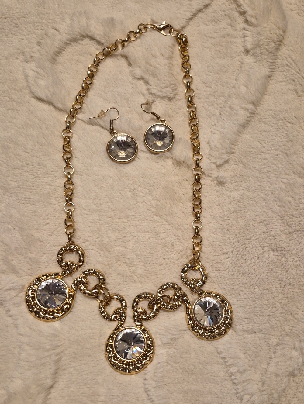 Gold-Tone Crystal Statement Necklace & Earring Set